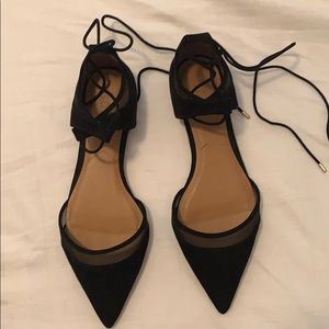 Zara black mesh and tie slides